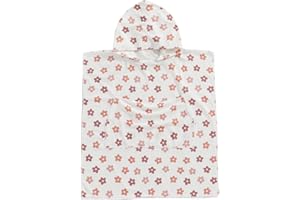 Licupiee Kids Hooded Beach Towel Swimsuit for Baby Girls Floral Print Swim Cover Up Absorbent Poncho Bath Towels Swimwear (White Floral, 12-18 Months)