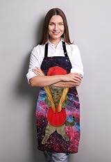 Wasach Cat Apron Beige Baker Red Chef Hat French Bread Adjustable Bib Kitchen view 2
