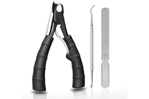 SG Nekoo Toenail Clippers for Ingrown & Thick Nails - 3 Piece Long Handle Kit with Soft Silicone Grip, Stainless Steel Nail Cleaner & File, Portable Leather Case - Ergonomic Design for Seniors