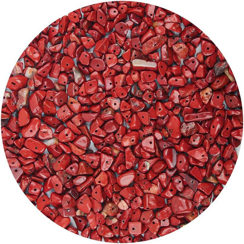 Colle 5-8mm Gemstone Beads Irregular Chips Stone Beads Kit for Jewelry Making Solid Colour Crystals and Gemstones Healing DIY Bead Set for Necklace Bracelet Earring(Red Jasper)