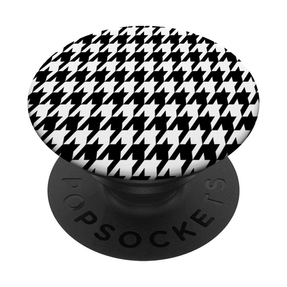 Black White Houndstooth Check Pattern PopSockets Adhesive PopGrip