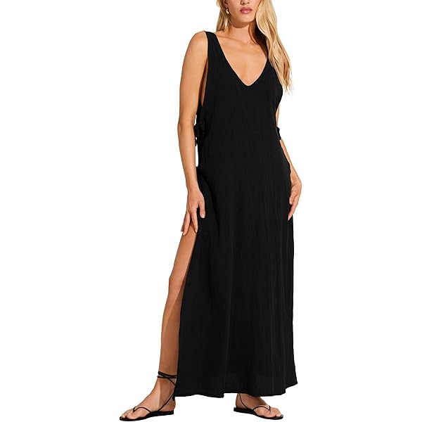 Vitamin A Women's Swimwear Celeste Linen Rivera Mini Dress Swimsuit Cover  Up, Celeste, X-Small at Amazon Women's Clothing store