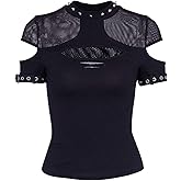 Women's Gothic Crop Tops Punk Tanks Trendy Camisole T-Shirt