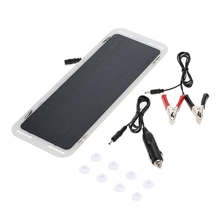 Walmeck 18V 5W Portable Ultra Thin Multifunctional Monocrystalline Silicon Solar Panel Charger USB Port for 12V Car Boat Motorcycle Battery Cell Phone Camping Riding Climbing