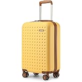 Kono Carry On Luggage 22x14x9 Airline Approved Lightweight Hardside Suitcase with Spinner Wheels & Built-in TSA Lock (Yellow, 20 Inch)