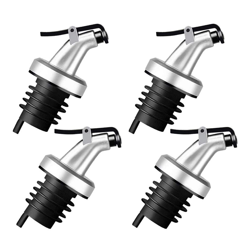 Photo 1 of QNCIGER 4 Pcs Oil Pour Spouts, Olive Oil Bottle Dispenser with Leakproof Nozzle for Olive Oil, Wine, Vinegar, Soy Sauce, Oil Bottle Dispenser Kitchen Tools (Silver)