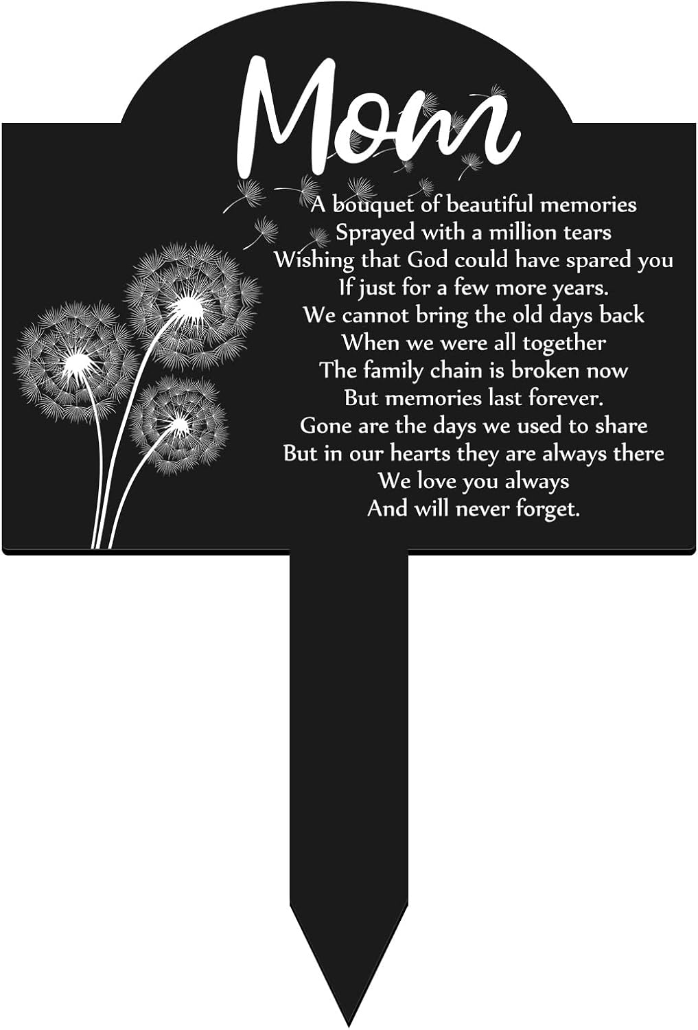 Decorative Garden Stakes - Memorial Stakes Cemetery Grave Plaque Stake Markers Memorial Plaques for Outdoors Sympathy Garden Stake Acrylic Grave Stake Waterproof Garden Grave Decorations for Cemetery Outdoors Yard (Mom)