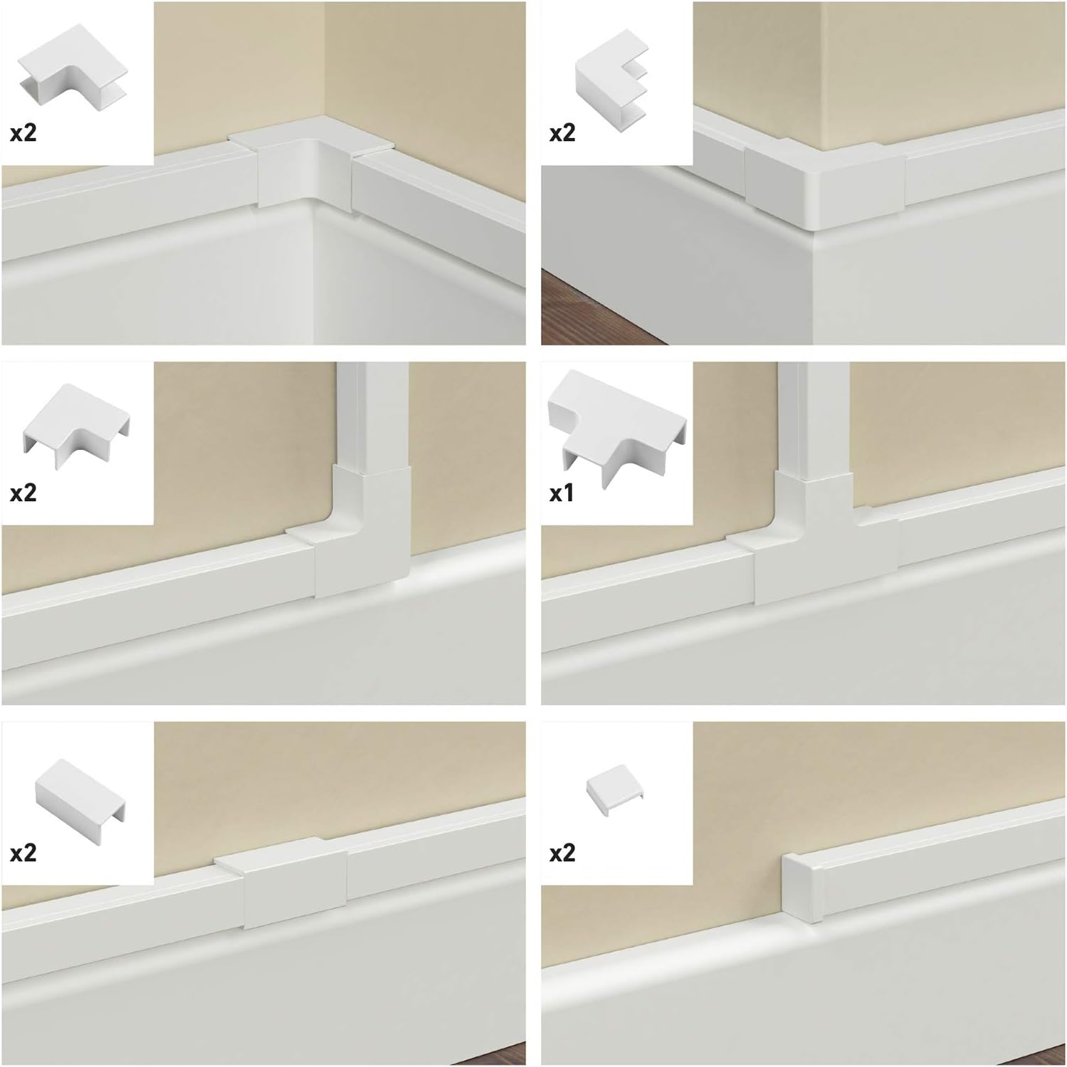 D-Line 16x16mm Trunking Accessory Multipack, Join Multiple Lengths of D-Line 16x16mm Trunking, 11-Piece Accessory Multipack - White - Image 3