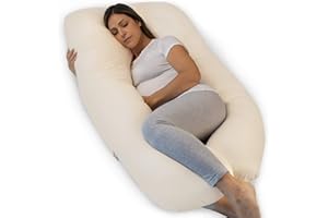 PharMeDoc Organic Pregnancy Pillow - U Shaped Maternity Body Pillow - Organic Cotton Full Body Pillow