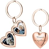 SEKECHIKU Personalized Locket Keychain Custom Photo Keychain Picture Holder Engraved Text Memorial Key Chain for Men Women