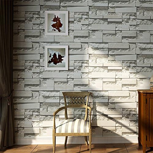 Modern Faux Brick Stone Textured Wallpaper,Roll Multi Brick Blocks Wall Pattern Home Room Decoration for Livingroom Bedroom 21" x 393.7 inch,Light Gray.