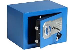 Yuanshikj 0.2 Cubic Feet Electronic Keypad Security Safe Lock Box Steel Digital Deposit for Home Office Hotel Business Cash Jewelry Storage (BLUE, 0.2 CF)