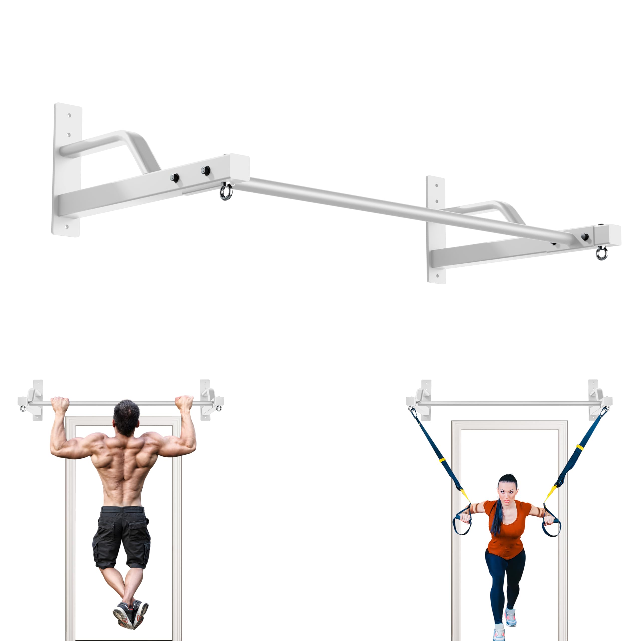 Photo 1 of 2025 Upgrade Pull Up Bar Wall Mounted - 600 lbs Heavy Duty Strength Training Pull-Up Bars, Ideal Rogue Pull Up Bar for Home and Commercial Gym, Easy Installation Chin Up Bar, Versatile Garage Pullup Bar (White)