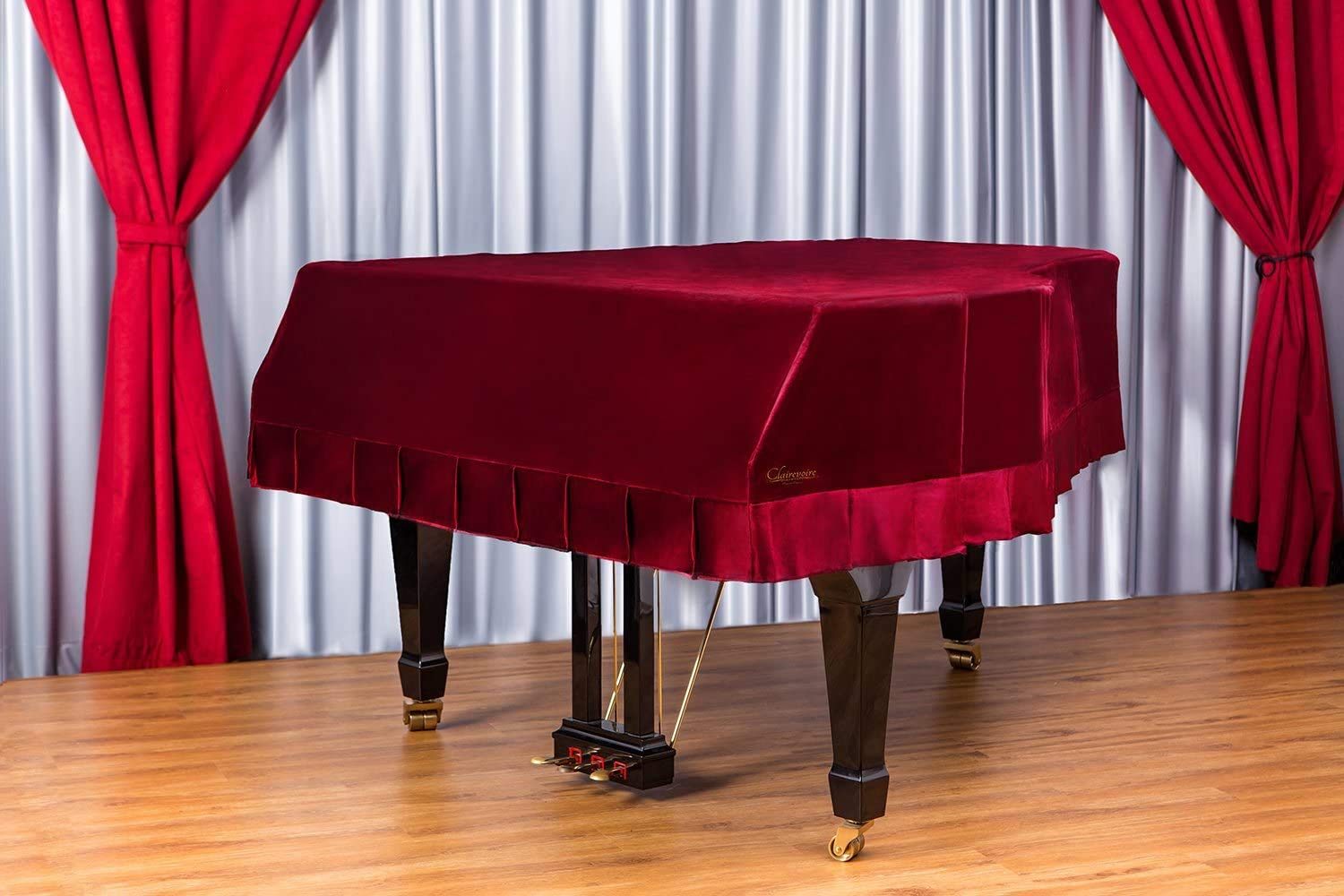 Clairevoire Grandeur: Premium Velvet Grand Piano Cover | Handcrafted | Luxury-grade Velvet | Anti-dust/blemish/scratch | For Yamaha, Steinway, Kawai and many others (classic wine, GB1K)