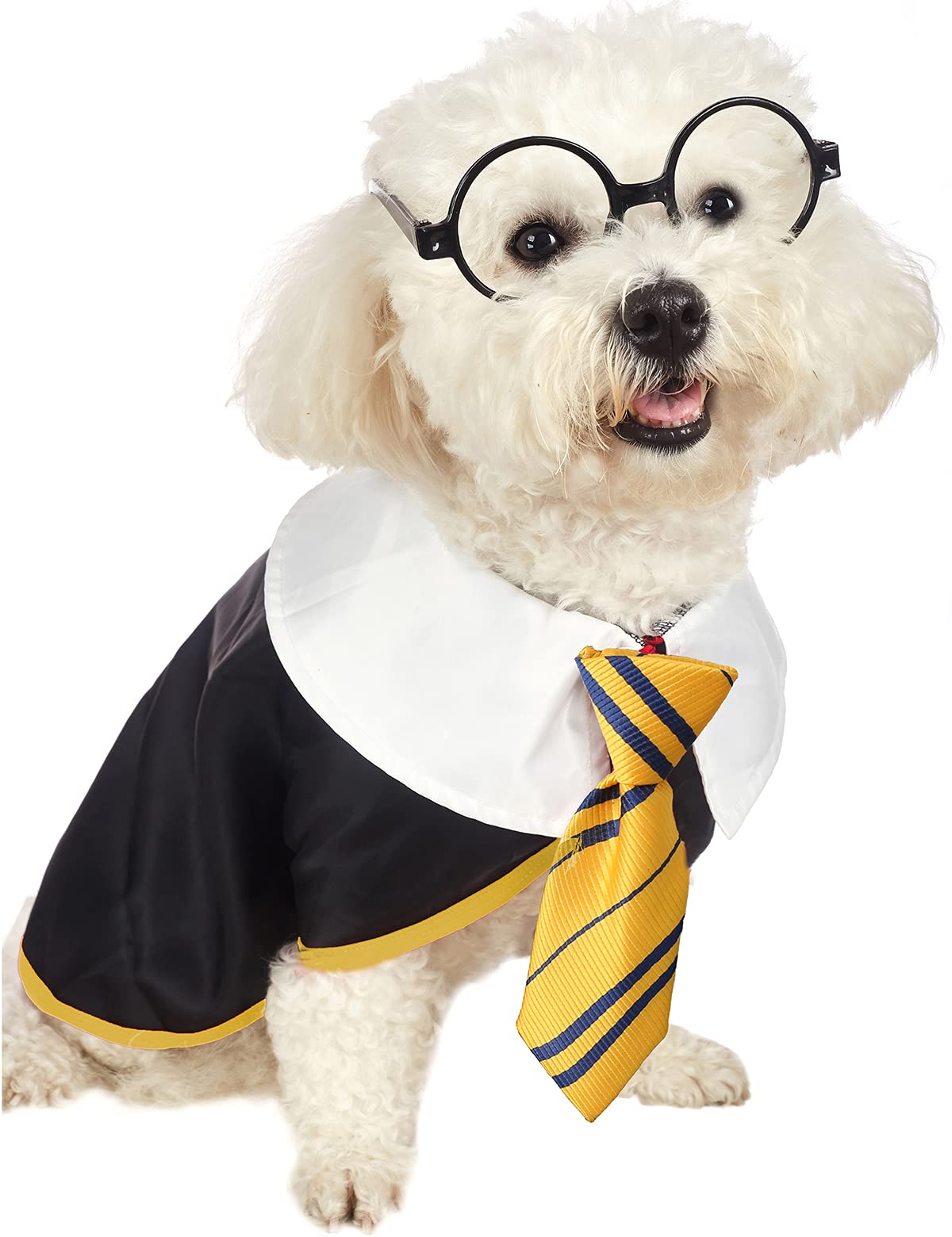 Impoosy Pet Dog Halloween Shirts Funny Cat Wizard Costume Pet Cute Apparel Soft Clothes with Glasses (Small,Neck:12")