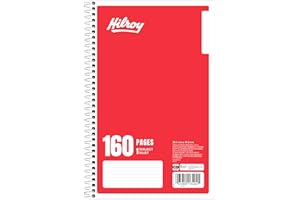 Hilroy 1-Subject Coil Notebook, 6" x 9.5", Wide Ruled, 160 Pages/80 Sheets, Red Colour Cover, 1 Notebook (13404)