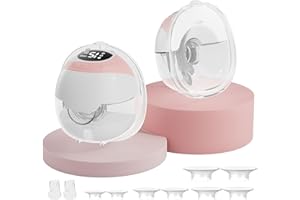 JMNGSHU Hands-Free Wearable Electric Breast Pump, 3 Modes &15 Levels,320mmHg Strong Suction,Double-Sealed Leak-Proof Flange for Baby-Like Comfort,18/20/22/24mm Adjustable Flange, Pink 2-Pack Breast Pump Set