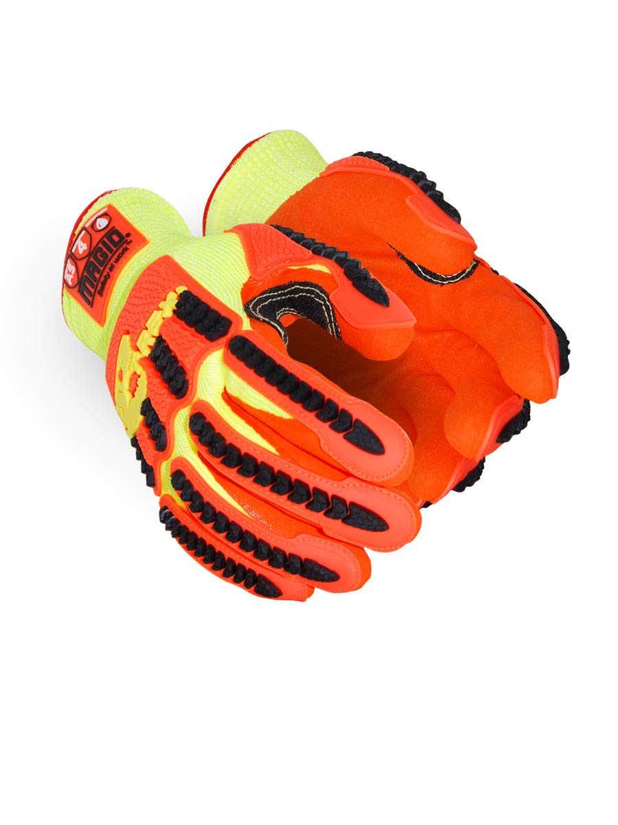 Magid Glove & Safety TRX540W-XL T-REX Arctic Series Waterproof Thermal Impact Glove, TPR Protection, Cut Level A6, Hi-Viz Orange, Size XL (1 Pair)