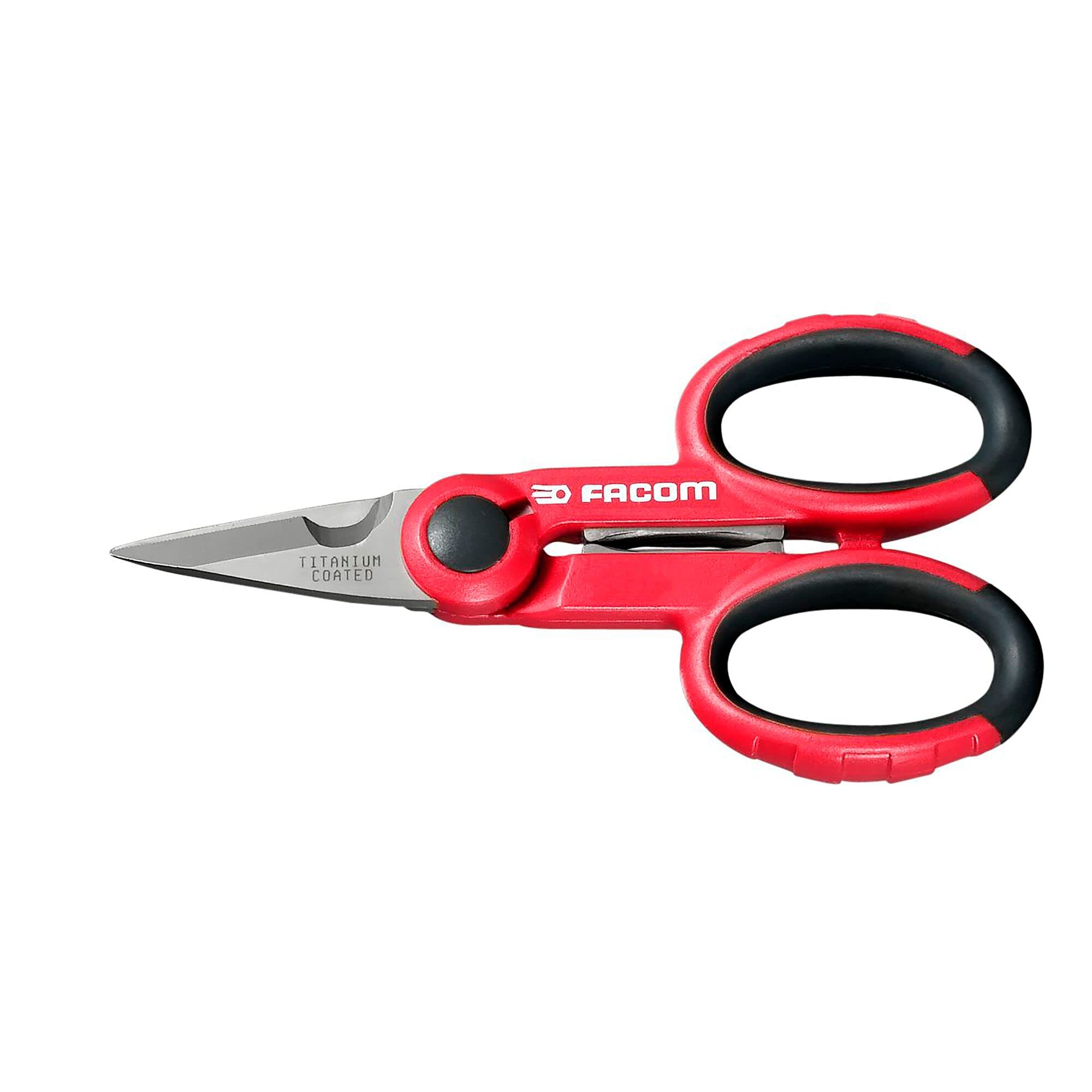 FACOM Bi-Material Electrician Scissors - 841A.4, Silver, Red, Black, Sheathed Electricians