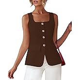 BTFBM Womens Sleeveless Suit Vests Dressy Casual Square Neck Business Work Waistcoat Spring Button Blazer Vest Tops 2026