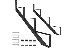 CCBOYSHARDWARE Steel Stair Stringer 3 Step-2 pcs, Pre-drilled Holes Steel Stair Riser for Deck Height 28in,Heavy Duty Outdoor Steps,MAX Load Capacity:500lbs