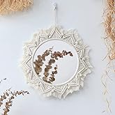 Artilady Macrame Hanging Wall Mirror - Boho Fringe Round Handmade Decorative Acrylic Mirror for Apartment Living Room Bedroom Baby Nursery Home Decor (Round)