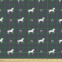Ambesonne Horses Fabric by The Yard, Animal Pattern