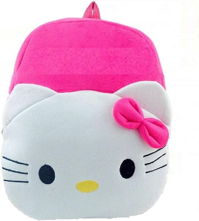 RVA Soft Plush Fabric Multicolour Hello Kitty Printed School Bag for Baby Boys and Girls (Pink) - 40 cm