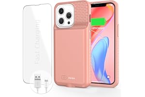 GIN FOXI 15W Fast Charging Battery Case for iPhone 14/13/12 Pro Max &14 Plus Charger Case Powerful 8000mAh Extra Battery Pack Rechargeable Power Bank for iPhone 12 Pro Max/13 Pro Max/14Pro Max/14 Plus