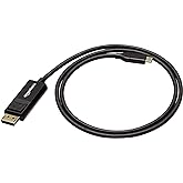 Amazon Basics Bi-Directional USB-C to DisplayPort Cable, 4K@60Hz, Compatible with MacBook Pro/Air and Thunderbolt 3, 3 ft, Black