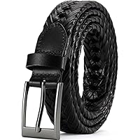 WERFORU Men's Leather Braided Belt, Leather Woven Belt for Jeans