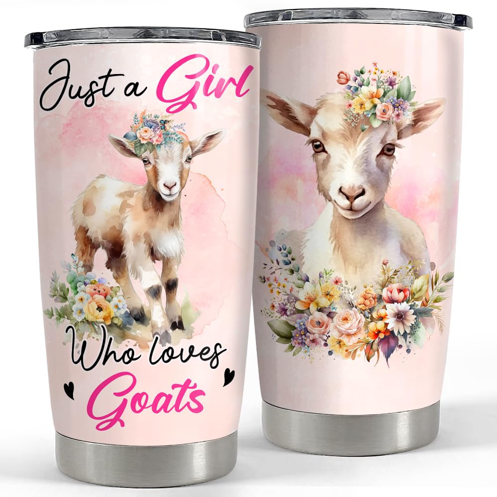 SANDJEST Goat Tumbler 20oz Girl Loves Goats