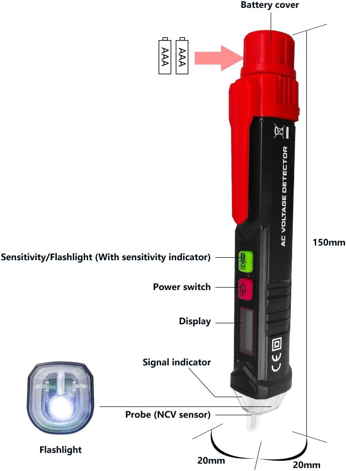 Non Contact Voltage Tester, Protmex AC Voltage Detector, Sensitivity adjustable Electrical Tools
