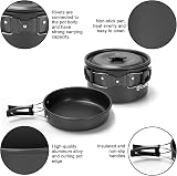 Odoland Camping Cookware Set with Foldable Stove Non Stick Pot Pan Kettle 15pcs view 8