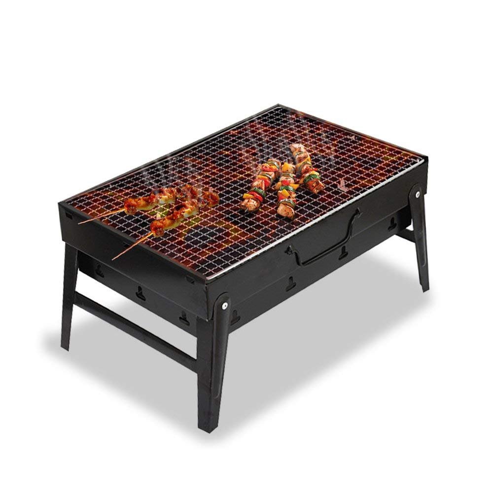 Uten BBQ Barbecue à Charbon de Table en Acier inoxydable Pliable Four Grille de cuisson Démontable Portable pour Barbecue de jardin extérieur camping et pique nique