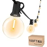 Svater Outdoor String Lights Waterproof 100 FT for Outside Patio 52 Bulbs | Shatterproof LED Light, Hanging Globe Lighting, Connectable For Bistro Cafe Market Party Warm White