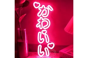 SYLHOME Kawaii LED Neon Light Sign かわいい Vertical Cute Japanese Anime Light Up Wall Decor Sign Teenager Girls Kids Daughters Bedroom Birthday Party Christmas Gifts USB 15.75" X 6.14" Pink