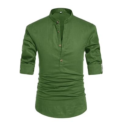 Buy NITAGUT Men Henley Neck Long Sleeve 