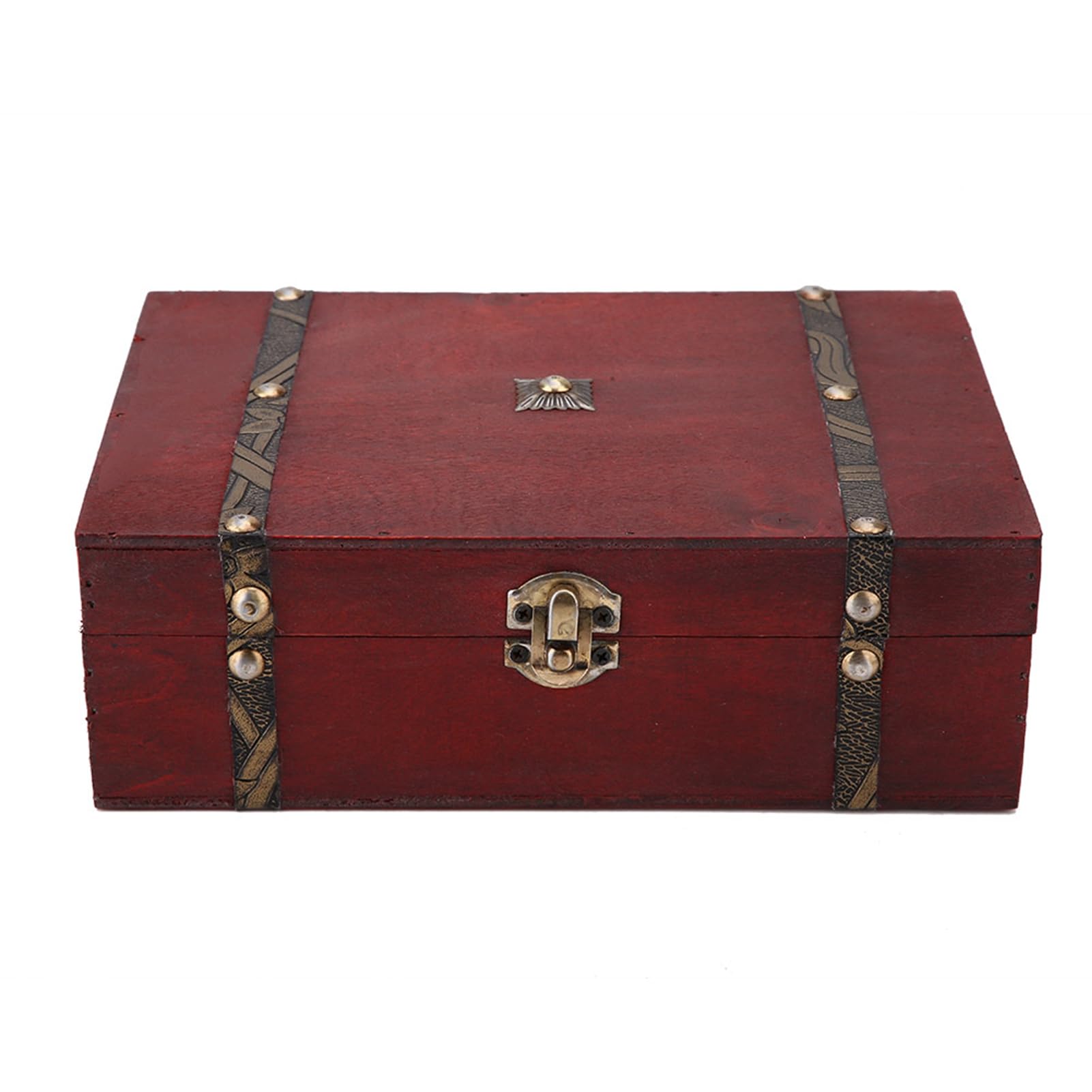 Garosa Handmade Wooden Jewelry Storage Box with Mini Metal Lock Jewelry Organizer Gift Case for Storing Treasures Pearls and Accessories Decorative Chest Box