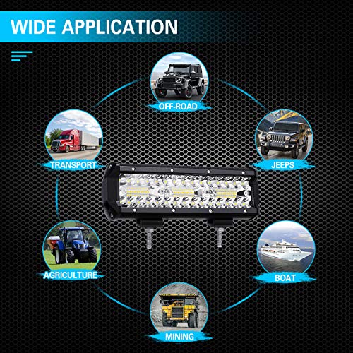 LED Light Bar AMBOTHER 9 Inch 360W 36000LM Off Road Fog Lighting Spot Flood Combo Triple Rows Driving Lights for Truck Car Jeep Boat SUV ATV UTV Pickup, 2 Years Warranty