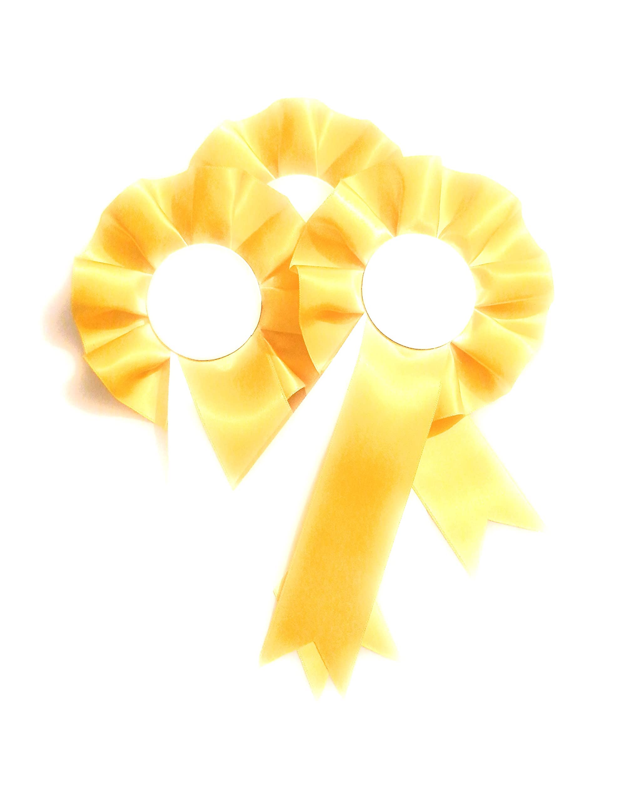 10 X Mixed Blank Rosettes Quality 1 Tier Rosettes Celebration Sport Prizes Competitions Funerals School Awards Sporting Awards (Yellow and White 10pcs)