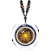 Day Day Up Orgonite Necklace - Sri Yantra Rotatable Pendant For Anti Stress Anxiety & Meditation - Malachite And Tiger Stone For Spiritual Healing & Positive Energy