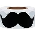 Hybsk 8cm x 4cm Black Mustache Stickers - Moustache Party Favors Total 200 Per Roll (Black)