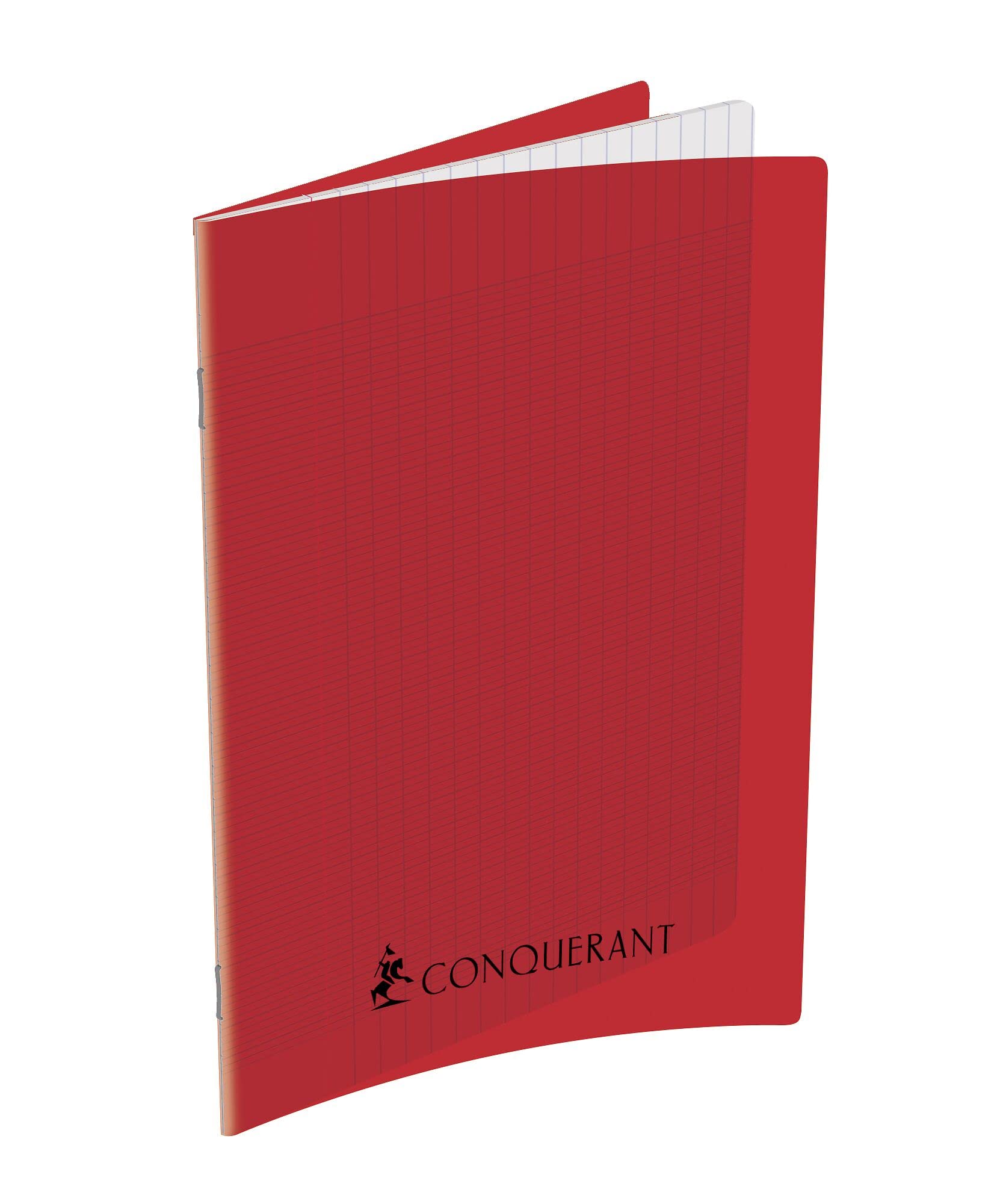 Conquérant Classic Notebook 17 x 22 cm Large Squares Seyès 192 Stapled Pages Polypropylene Cover Red
