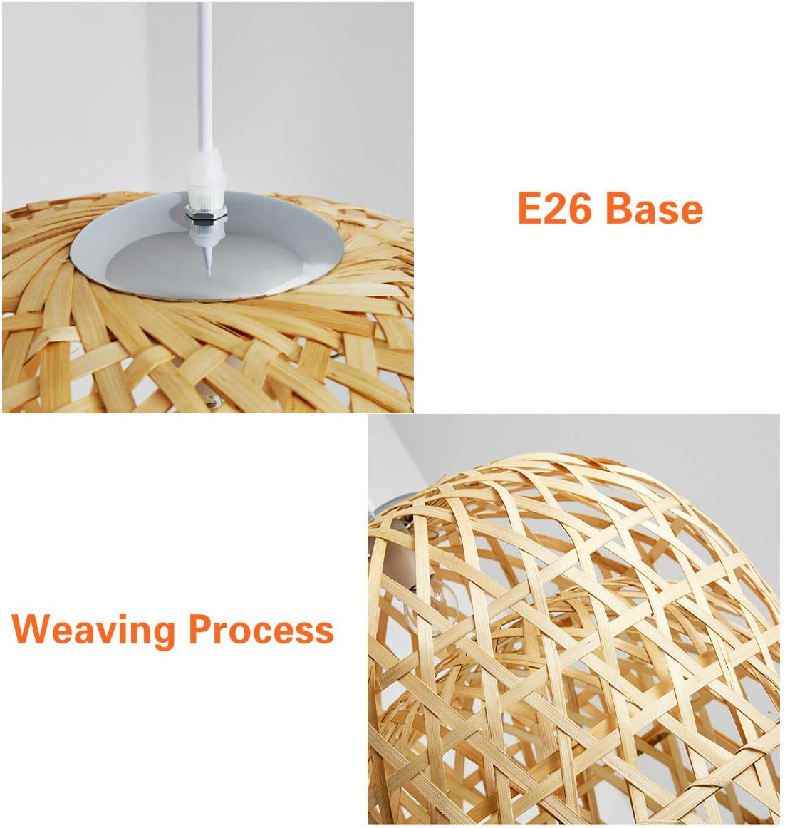 Berlato Pendant Light Hand-Woven from Bamboo Pendant lamp Adjustable Height Creative Design Lampshade Personalized Hanging lamp Rattan Chandelier Pendant for Dining Room Bedroom - - 