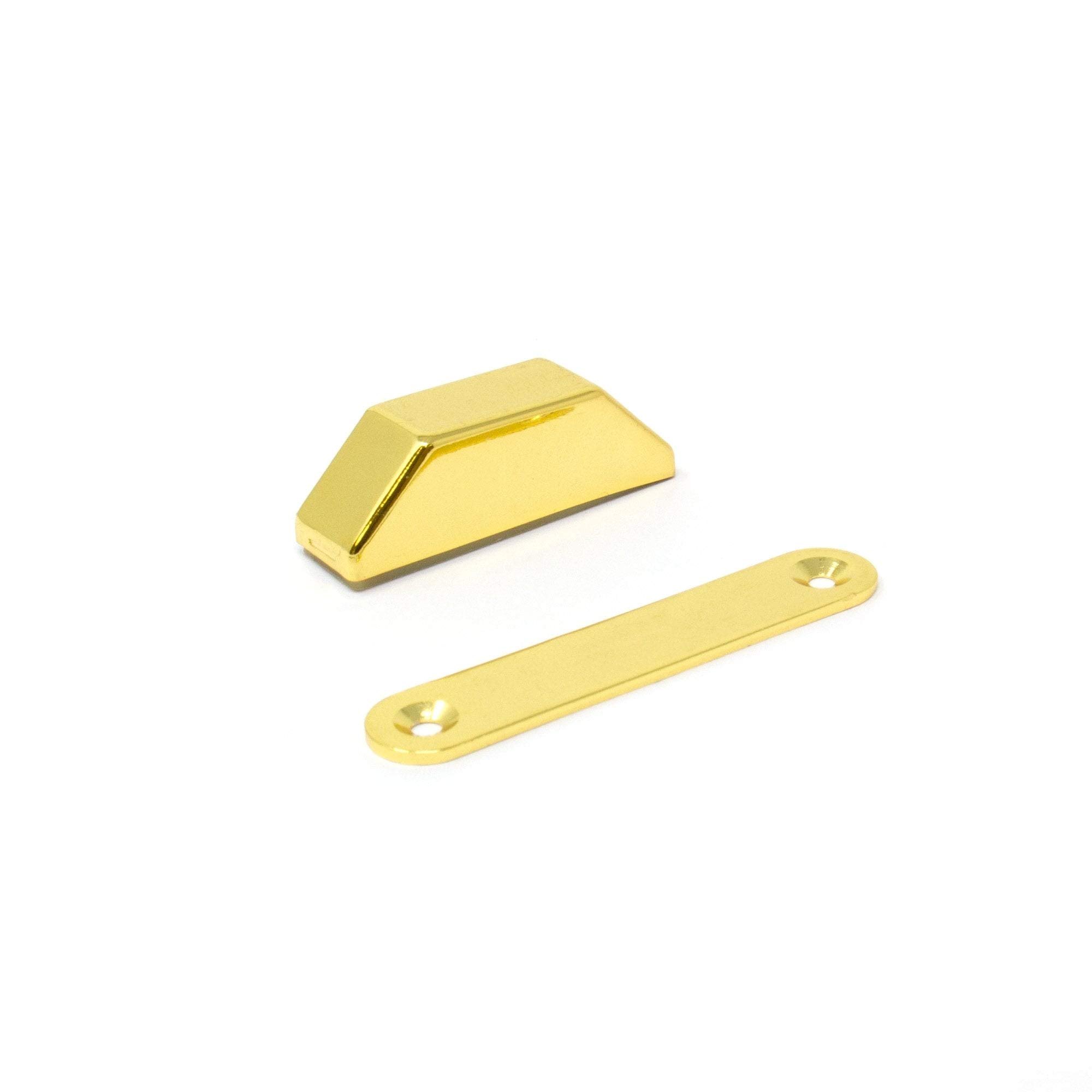 Brass Plated Magnetic Catch for Providing Secure Closure and Easy Opening of Cupboard and Wardrobe Doors - 43mm x 13.5mm x 13mm