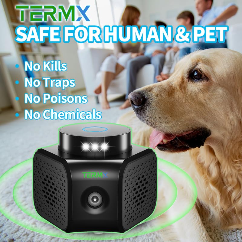 TERMX Ultrasonic Pest Repellent Plug-in - High Frequency Ultrasonic Pest Repeller and Rodent Repeller for Bats, Squirrels, rats and Mice, Indoor Ultrasonic Pest Control for Attic, Garage, Hotel, RV