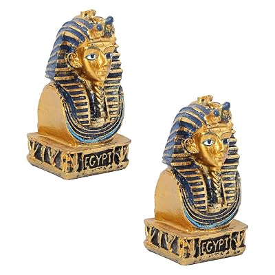 Cabilock 2pcs Egyptian Pharaoh Statue Tutankhamun Uraeus Cobra and Vulture Nemes Pharaoh Bust Statue Golden Egyptian Historical Educational Dynasty King Sculpture Home Office Decor