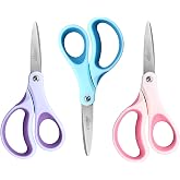 LIVINGO Kids Scissors 6" School Pointed Tip Craft Scissors 3 Pack | Stainless Steel Blade, Comfortable Grip, Ages 8-11, Classroom Supplies, Paper Craft Projects, Assorted Colors