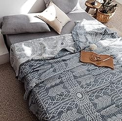 MEJU Indian Boho Muslin Summer Boho Blanket Throw